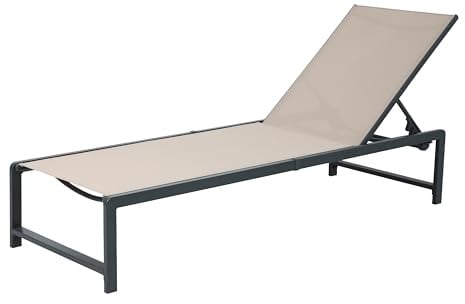 AXI Zane Gartenliege in Grau/Braun | Sonnenliege aus Stahl mit Verstellbarer Rücklehne - 5 Positionen | Sonnenbett/Liege für Draußen/Garten