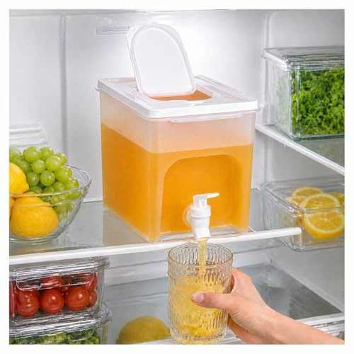 4L Fridge Drink Dispenser with Tap,Leak-Proof Water Jug | Cold Drinks Container for Juice,Iced Tea,Lemonade,Easy Pour Beverage Dispenser for Home,Party,Refrigerator Use