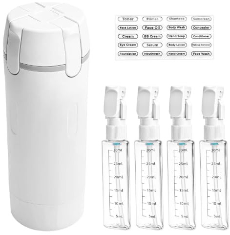 Dispensador 4 en 1 viaje, botes rellenables para gel y champú | Multiusos viaje
