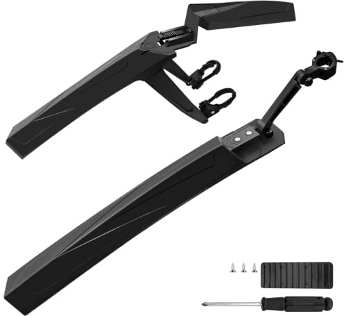 Luriseminger Fahrrad Schutzblech Set 24–29 Zoll, Vorne Hinten Spritzschutz | Verstellbares Schutzblech-Set, Heck mit Zahnverriegelung, aus ABS + Gummi für MTB, E-Bike, Citybike und Trekkingrad