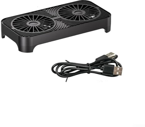 Base de refrigeración de doble ventilador, ventiladores silenciosos de 140 mm para routers, módems y para mini PC, soporte de refrigeración que absorbe los golpes, color negro