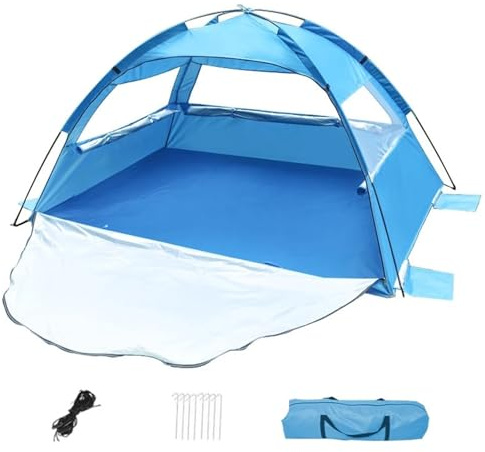 Campingzelt Strandzelt, 2–3 Personen, Pop-up-Zelt, automatisch, schnell zu öffnen, Outdoor-Camping-Tour, tragbarer Sonnenschutz mit erweiterter Matte