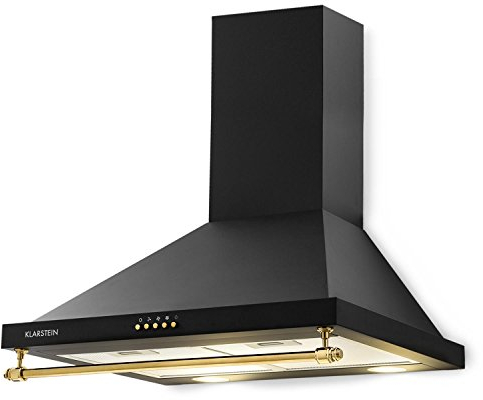 Klarstein Montblanc hotte murale, hotte aspirante air vicié/recirculé, 3 niveaux, hotte cheminée avec débit d'air extrait max. : 610 m³/h, montage mural, largeur : 60 cm, noir