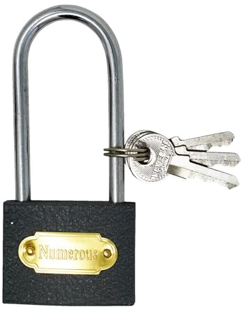 Dapetz ® 50mm Long Shackle Padlock with 3 Keys Indoor Outdoor Safety High Security Key Padlock Hardened Steel Shackles Weatherproof for Shed Gym Warehouse Garage Garden Gate Fence