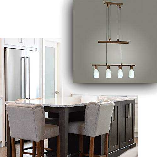 Dapo LED-Pendel-Leuchte Sina rostfarbig braune Glas-Decken-Leuchte mit Gegenzug, Hänge-Esszimmer-Leuchte-Lampe (4-flammig)