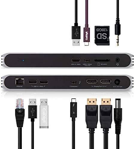 CalDigit USB-C Pro Dock - 85 W Aufladung, Thunderbolt 3, UHS II SD-Kartensteckplatz, USB C Gen 2, USB A x 3, Dual DisplayPort 1.2, LAN, 3,5 mm Audio für Thunderbolt- und USB-C-Computer - Grau 500631