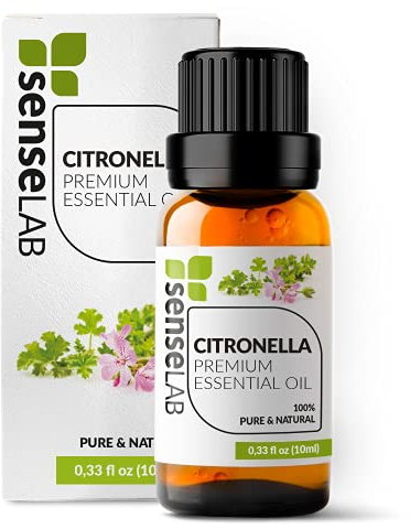 SenseLAB Ätherisches Citronellaöl - 100% Reines, Natürliches Citronellaöl Für Den Therapeutischen Einsatz Für Diffusor und Luftbefeuchter Schutz Für Draußen Entspannendes Und Beruhigendes Öl (10 ml)