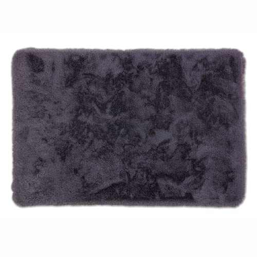 Schöner Wohnen Kollektion Badezimmerteppich 60 x 90 cm – sehr Flauschige Badematte anthrazit – waschbar und rutschhemmend