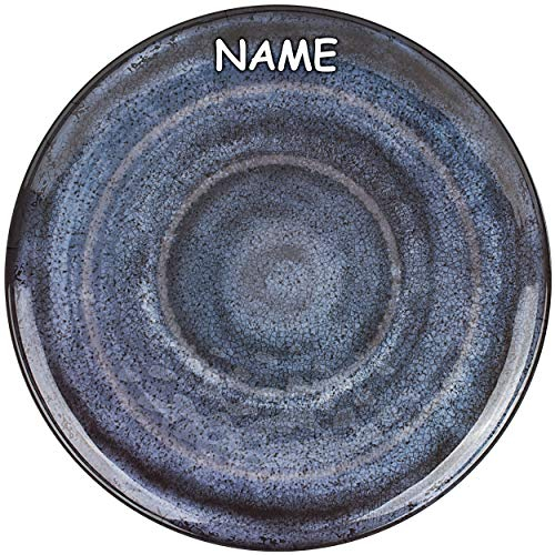großer - XL - Teller/Speiseteller/Frühstücksteller/Abendbrotteller - Retro & Nostalgie Design - schwarz/anthrazit grau - inkl. Name - Ø 27,5 cm - BPA ..