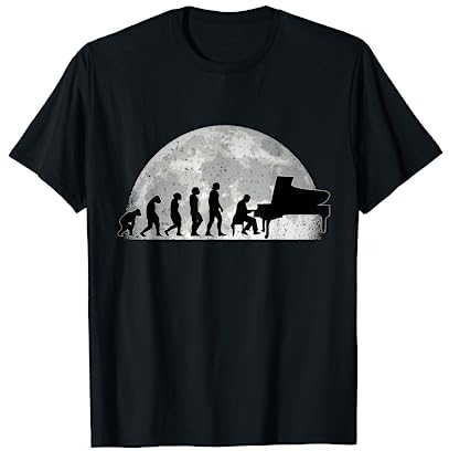 Pianist Evolution Mond Klavier Piano Keyboard Klavierspieler T-Shirt
