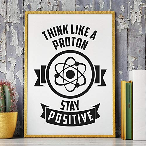 Bilder,Poster,Physik Chemie Motivation Zitat Druck Denken Sie Wie Eine Protonenkunst Für Geeks Poster Leinwand Malerei Büro Galerie Wanddekoration, Für Schlafzimmer Wände Erwachsene,Wanddeko - 50X70Cm