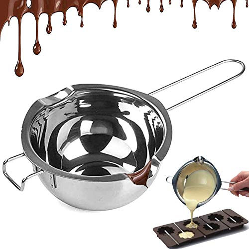 Wohlstand Olla de Derretir Cazo para Baño María de Acero Inoxidable Olla para Chocolate 600ml Cazo Baño María para Derretir Mantequilla Chocolate Queso Caramelo Jabón Hacer Velas de Caramelo