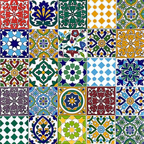 Cerames Orientalische Marokkanische Keramikfliesen Pazzo - dekorative Mosaikfliesen für das Badezimmer, die Küche, unter Treppen, Terrasse | Tunesische farbige Keramikfliesen 10x10 cm