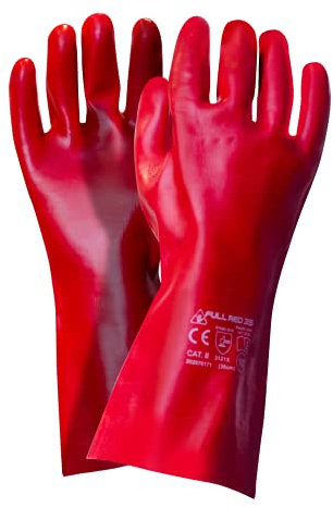 Trevendo 1 Paar Schutzhandschuh mit PVC Beschichtung Full Red 35 (Größe 10)