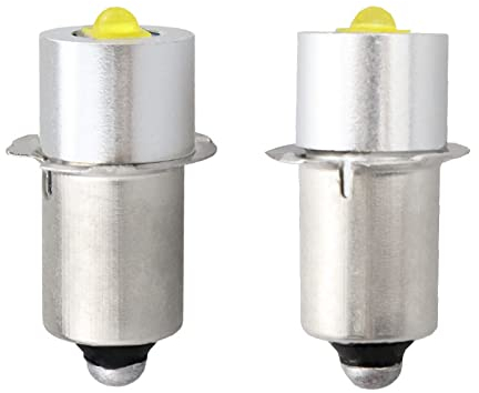 WeiXuan Página 13.5S LED de alta potencia de actualización linterna bombilla, DC 3V 6V 12V, 3W 230lm, 2 PCS (P13.5s, blanco cálido)