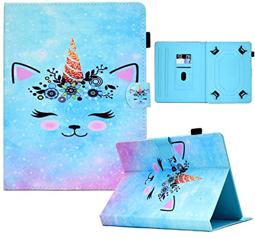 OSXINYIV 10 Inch Tablet Case Cover - Funda de Cuero Universal con Ranura para Samsung Tab A 10.1, Huawei MediaPad T3 T5 10, Lenovo TB-X103F / Tab 4 10 (Horse Horn)