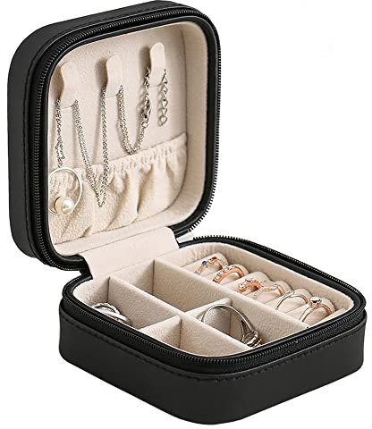Supertina Mini-Schmuck-Reiseetui aus PU-Leder für Damen, für eine Woche Ohrringe, Ringe, Halsketten, Organizer