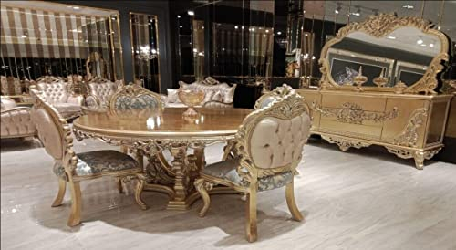 JV Möbel Luxus Garnitur Set Esszimmer Esstisch Stuhl Kommode Spiegel Stühle Tisch 7tlg.