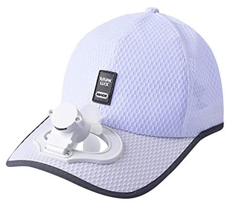 Sombrero de verano de refrigeración con ventilador, gorro de béisbol, protección solar, gorras de béisbol, gorra trenza para mujer, Blanco, Talla única