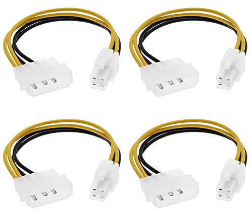 Create idea 4PCS Desktop Computer Power Supply Converter Cable 4 Pin Mo-lex Male to ATX 4 Pin Male Auxiliary Power Adapter Cable 18cm/7.1 Inch
