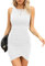 Missufe Robe d'été moulante pour femme - Mini robe décontractée - Robe courte moulante, Blanc., XS