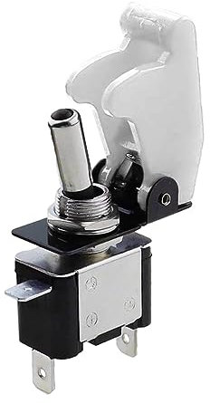 CGEAMDY Auto Kippschalter, Ein/Aus Metall Auto Wippschalter, 2-Pin Rocker Toggle Switch Mit Wasserdicht Schutzkappe, Metall-Kippschalter Zum Auto KFZ LKW Boot (Weiß)