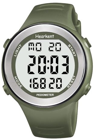 Hearkent Orologio pedometro impermeabile per anziani senza Bluetooth, senza app, orologio con contapassi (verde)