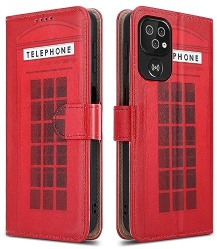 PIXFAB For Doro 8200 Leather Phone Case, Magnetic Closure Full Protection Book Folio Design, Wallet Case Cover [Card Slots] and [Kickstand] For Doro 8200 - Telephone Box
