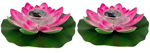 Yeehliny Lotusblüten-Licht, künstliche schwimmende Lotusblumen, Solar-Licht, Solar Lotusblüte, Pool-Licht, Schwimmender Künstlicher Lotus Laterne, Solarleuchte, Teich Dekoration (2PCS-Pink)