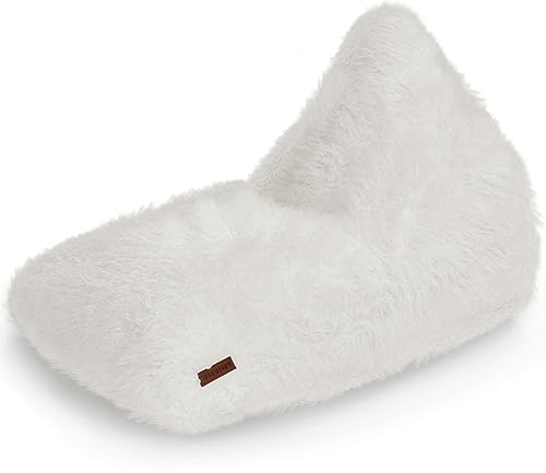 Green Bean Sitzsack Felloptik Indoor 150x100x100cm mit 220 Liter EPS-Perlen Füllung - Kuschelig Weich Waschbar - Drinnen Stoff Bodenkissen Liegekissen Sitzkissen Creme