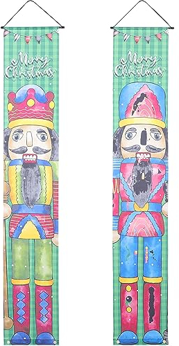 Theaque 1 par de carteles de cascanueces para puerta de Navidad, decoración de puerta de pared de Navidad