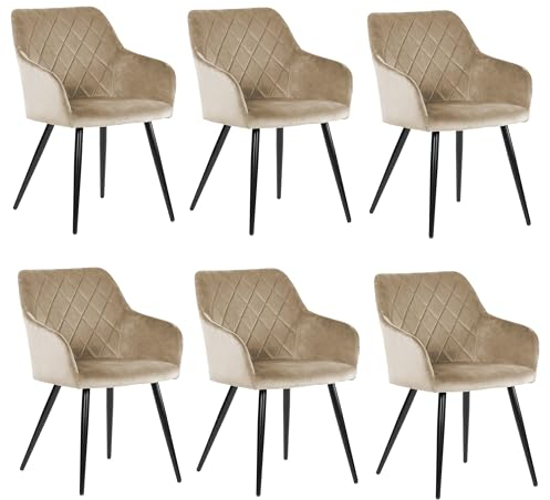 exitodesign Polsterstuhl Milton Gepolsterter Stuhl Esszimmerstühle Bürostuhl Stuhl Küche Wohnzimmer Bequem Praktisch Haltbares Material Esszimmerstühle 6er Set 54,5x59x83 cm Beige
