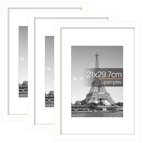upsimples 3 Pack Bilderrahmen A4, Bilderrahmen Kinderzeichnungen A4,Rahmen Weiß für Fotos, Bilder, Poster