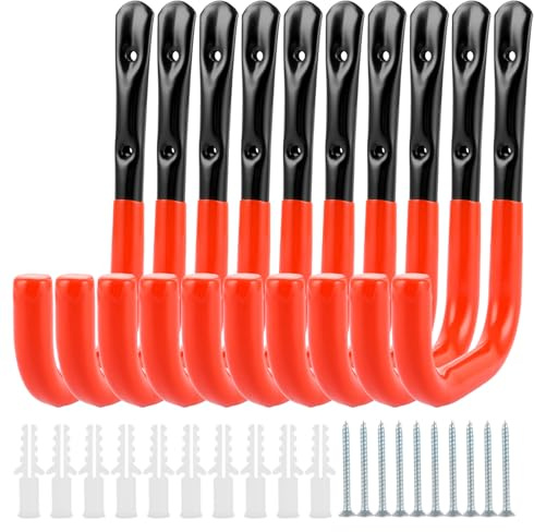 MUXHEL 10 Stück Garagen-Leiterhaken, 14cm Lang, Schwerlast-Gerätehalter, Wandhaken Gerätehaken, Leiter Aufbewahrungshaken, Leiterhaken, wandhaken garage (H20 x L14 cm)