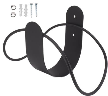 Jenngaoo Gancio per Tubo da Giardino, Porta Avvolgitubo da Giardino Porta Tubo dell'Acqua con Montaggio a Parete in Acciaio Inossidabile per Garage Esterno, 5,3x5,3x8,5 Pollici(Nero)