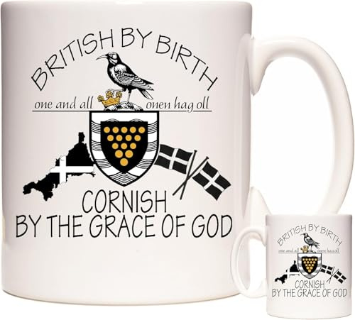 kisoyo British by Birth – Cornish by The Grace of God, patriotische englische Tee-/Kaffeetasse, Cornwall-Geschenk, passende Cornwall-Geschenke erhältlich
