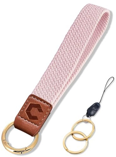 OEEYYT Schlüsselband Kurz, Geflochtener Handschlaufe Schlüsselanhänger, für Schlüssel, Mobile Handys Telefon, Kamera, Charms, Ausweishalter Lanyard (Rosa)