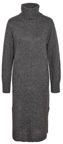 NOISY MAY NMViola L/S Rollneck Knitt Dress FWD NOOS Frauen Mittellanges Kleid grau