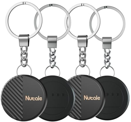 Nutale Air Tag Mate Schlüsselfinder 4er Pack - Schlüssel Finden mit App Smart Tracker Finder Locator, Funktioniert mit iPhone Wo ist?(iOS NUR) für Gepäck Taschen Koffer - Mit Separatem Batteriefach
