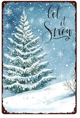 WIZYXQ Blechschilder Let It Snow, Metallschilder, Winter, Aluminiumschild für Zuhause, Café, Bar, Hof, Büro, Wanddekoration, 30,5 x 20,3 cm