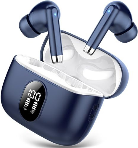 Wireless Earbuds, Bluetooth 5.4 Headphones In Ear with 4 ENC Noise Cancelling Mics, 40H Playtime Mini Ear Buds Deep Bass, Wireless Earphones Light Weight, IP7 Waterproof, Portable Design, LED Display