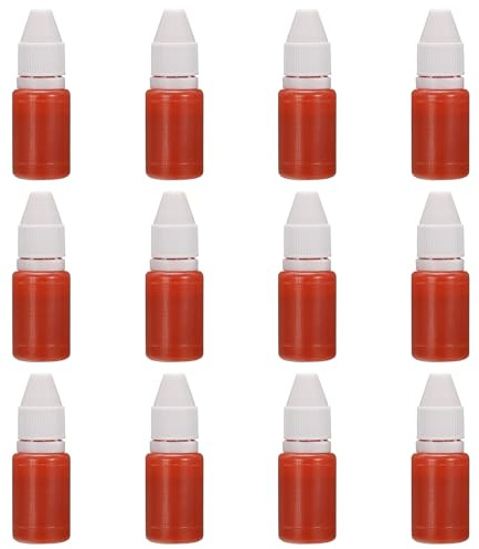 PATIKIL 0,33 Unzen Nachfülltinte für Stempel und Stempelkissen, 12 Stück 10 ml Stempelkissen-Nachfülltinte für Bürostempel Selbstfärbestempel Datumstempel Scrapbooking, Orange Rot