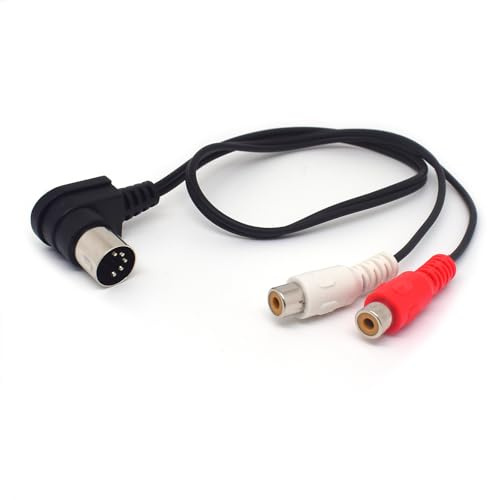 ELNONE 90 Degree RCA Plug to 5Pin Adapter Cable，Professional 5-Pin Din Male to 2-RCA Female Plug Audio Cable for Bang & Olufsen, Naim, Quad, Stereo Systems (0.5M/1.6FT)