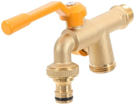 CIYODO Rubinetti Per L'acqua Da Esterno Rubinetti Per L'acqua Da Giardino A Parete Con Due Valvole A Sfera in Ottone Da 3/4 Pollici Splitter Per Rubinetto 'acqua Per Giardino Esterno
