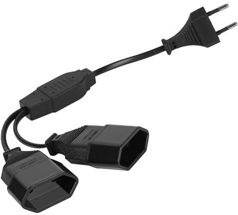 AXFEE rallonges d'alimentation, 30cm 2 en 1 Câble d'extension de Prise d'extension EU, 0,75 mm² Max. 2.5A/250V Fiche Euro vers Prise Euro pour Ordinateur, TV, PC, Noir