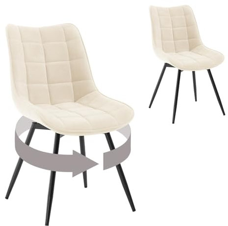 WOLTU Esszimmerstühle drehbar 2er Set Küchenstuhl Polsterstuhl Wohnzimmerstuhl Sessel mit Rückenlehne, Sitzfläche aus Samt, Metallbeine, Beige EZS86be-2