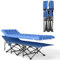 Outsunny Feldbett faltbar Campingbett mit Matratze Kopfkissen Seitentasche 190 x 65 x 37 cm Campingliege für Erwachsene Gästebett bis 150 kg Klappbett für Outdoor, Garten Camping Reisen Blau