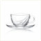 Brilant Basic Kaffeetasse mit Untertasse - Moderne Cappuccino Tasse, Latte Macchiato Glas mit Henkel, Bleifreie Kaffeeglas mit Premium-Kristall-Akzenten, EU-Handarbeit - 1 Tasse & 1 Untersetzer, 215ml