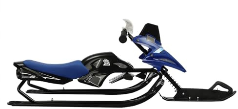 Schneeschlitten Lenkschlitten Skischlitten bis 80 kg Schlitten Skiboblenkschlitten mit Bremse,Zugseil,Stoßdämpfer - Blau