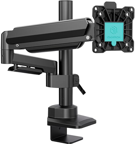 ONKRON Monitor Halterung 17-42 Zoll, bis 15 kg, max VESA 100x100, G70-B | Heavy Duty Monitorarm bis 57,1 cm ausziehbar, Gasdruckfeder, schwenkbar, drehbar, Klemm-/Bohrmontage; für Büro & Gaming